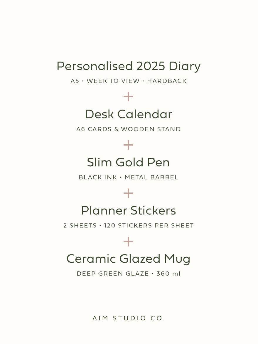 2025 Diary, Desk Calendar & Accessories Bundle